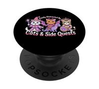 Distraído por Gatos y misiones secundarias Cat Hero Dragon Princess PopSockets PopGrip Adhesivo