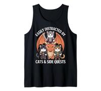 Distraído por Gatos y misiones secundarias Cat Kight Dragon Girl Boy Camiseta sin Mangas