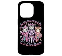 Distraído por Gatos y misiones secundarias Gamer de Mesa Cat Heros Carcasa para iPhone 15 Pro