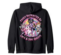 Distraído por los Gatos y Las misiones secundarias Cat Unicorn Princess RPG Sudadera con Capucha