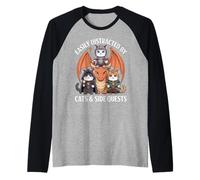 Distraído por los Gatos y misiones secundarias Fun Cat Kight Dragon Boy Camiseta Manga Raglan