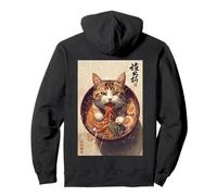 Distress Funny Cat In A Bowl of Ramen Noodles Art (en la Parte Posterior) Sudadera con Capucha