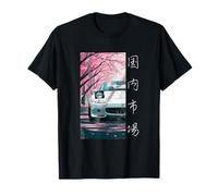 Distress JDM Coche Japón Mercado Nacional Sakura Flor Arte Camiseta
