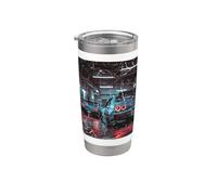 Distress Vintage JDM Legendary Race Drift Cars En El Garaje Vaso térmico de acero inoxidable de doble pared