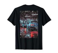 Distress Vintage JDM Race Drift Cars En El Garaje (en la Parte Trasera) Camiseta