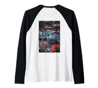 Distress Vintage JDM Race Drift Cars En El Garaje (en la Parte Trasera) Camiseta Manga Raglan