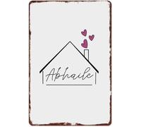 Distressed Border Metal Sign Home Heart Vintage Rustic Aluminum Wall-Art for Bedroom Living Room Home 8 X 12 in