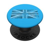Distressed Britain England Union Jack Flag on Light Blue PopSockets PopGrip Adhesivo