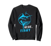 Distressed Here, Fishy Marlin Vintage Fishing Illustration Sudadera