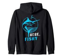 Distressed Here, Fishy Marlin Vintage Fishing Illustration Sudadera con Capucha