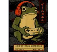Distressed Japanese Gamer Frog Notebook: Vintage Retro Gaming Design, Wide Ruled Journal for Teen Boys, Video Game Fans, Streamers, and Graphic Artists