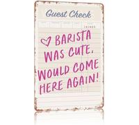 Distressed Metal Tin Sign Barista Was Cute Would Come Here Again Caffeine Love Poster for Game Room Basement Bar Decor 8 X 12 in