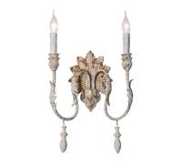 Distressed White Candle Wall Sconce Vintage Rustic Farmhouse Wall Light, Antique Style Metal Accent Lighting for Bedroom Living Room, Elegant Decorative Indoor Wall Sconce, French Country Hallway