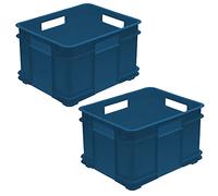 DISTRIBUCIONES DIEMPI ONLINE S.L Bruno 2x Caja de almacenaje Eurobox XL, Plástico ECO (PP), 43 x 35 x 24 cm, 28 l, Azul, 43x35x24 cm c/u