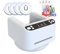 Distribuidor automático de cartas con 4 botones inalámbricos, dispensador de tarjetas eléctrico giratorio de 360°, batería recargable de 5000 mAh, para póquer, blackjack, juegos de cartas y juegos de