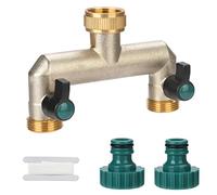 Distribuidor con grifo (2 vías con grifo de 3/4") distribuidor de 2 vías de latón, distribuidor de agua