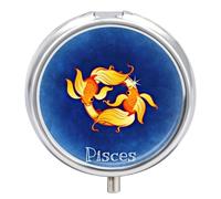 Distribuidor Constelación De Piscis Pastillero 3 Rejillas Con Espejo Caja De Almacenamiento De Metal Redonda Portátil A De Humedad Regalo Único