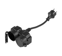 Distribuidor de 2 enchufes para exteriores, cable alargador doble con funda de goma, IP44, resistente al agua, enchufe múltiple para exteriores, hogar, cocina