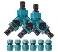 Distribuidor de 2 vías con válvula de cierre, 2 unidades de 3/4 pulgadas de 2 vías distribuidor de agua con conector de manguera de 1/2 pulgadas, adaptador de grifo con válvulas individuales de