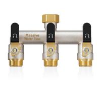 Distribuidor de 3 vías, distribuidor de agua de 3 vías, distribuidor de agua de 3/4 pulgadas, distribuidor de conexión de agua, niquelado macizo de gran flujo de jardín, mango de metal extendido