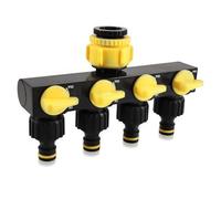 Distribuidor de 4 vías, 1/2 y 3/4 pulgadas, con válvulas individuales de encendido/apagado, distribuidor de manguera de agua de 4 vías para grifo, manguera de jardín