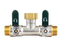 Distribuidor de agua de 2 vías, distribuidor de agua de 2 vías, distribuidor de agua horizontal para jardín, donde el flujo de agua se ramifica horizontalmente hacia la izquierda y la derecha-3/4