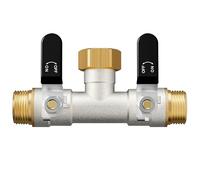 Distribuidor de agua de 2 vías, distribuidor de agua de 2 vías, distribuidor de agua horizontal para jardín, donde el flujo de agua se ramifica horizontalmente hacia la izquierda y la derecha, mango