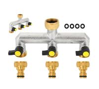 Distribuidor de agua de 3 vías, 3/4 pulgadas, latón con grifo individual, distribuidor de agua de 3 vías, conector de grifo para casa, patio, lavadora, mangueras de jardín