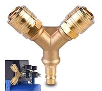 Distribuidor de Aire Comprimido, Conector de Aire Comprimido, Distribuidor de Aire Comprimido 2 Vías, Conector de Aire Comprimido Con 1/4 In Conector y Enchufe Nw 7.2, Latón Accesorios Compresor Aire