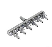 Distribuidor de aire de metal de acero inoxidable para bomba de oxígeno, control de volumen de gas en acuarios y jardines (6 vías)