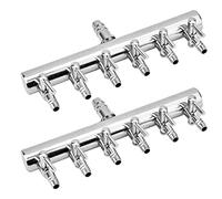 Distribuidor de aire para acuario, válvula antirretorno, 2 unidades, 6 vías, válvula de regulación de aire de acero inoxidable, válvula de bloqueo de aire, accesorio para bomba de aire de 4/8 mm