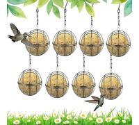 Distribuidor de Alimentos para Pájaros, 8 Piezas Decoraciones de Jardín Robustas | Soporte para Bolas de Grasa y Estación de Alimentación - para Gorriones Pinzones Canarios Periquitos Jardín Balcón