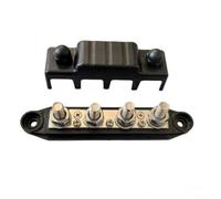 Distribuidor de barra colectora resistente de 12 V, 250 A, bloque de terminales de cobre puro para RV, coche, barco, yate, cableado de panel solar (M8 negro)