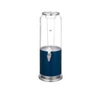 Distribuidor de bebidas de vidrio con soporte, Dispensador de bebidas 3L redondo multicolor plástico infusor tubo base de acero tapa jugo(Blu)