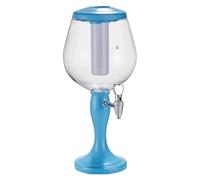 Distribuidor de bebidas de vidrio con soporte, Dispensador de bebidas multicolor de 3 litros con tubo de hielo y espita for barra de fiesta(Blu)