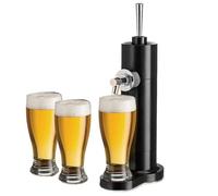 Distribuidor de bebidas de vidrio con soporte, Mini grifo for hacer cerveza Kegerator, grifo de espuma for amantes de la cerveza, fiesta en casa, Bar, negro plateado(Schwarz)