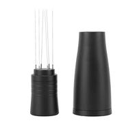 Distribuidor de café en polvo Profesional Alimento de alimentos Tipo de aguja Flat Café Herramienta para cafetera Aleación de viaje de aluminio ALUMINUS Acero inoxidable (Negro)