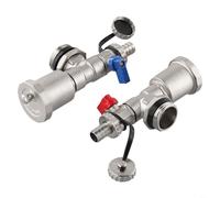 Distribuidor de calefacción, G1 DN25 purgador automático de latón con grifos de drenaje rápido para circuito de calefacción, máximo 120 °C, plateado (rojo + azul)