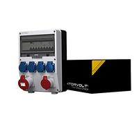 Distribuidor de corriente, 32 A, 16 A, 4 x 230 V, pTD-S/FI Mennekes, latas, distribuidor de corriente para construcción, distribuidor de pared, completo Doktorvolt 4869
