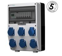 Doktorvolt - Distribuidor de corriente para construcción (6 x 230 V, pTD-S/FI 1P, contador de corriente Siemens y Mennekes