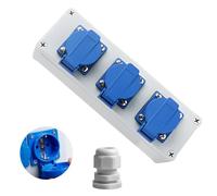 Distribuidor de corriente de 16 A, distribuidor de pared, distribuidor de enchufe, 3 x Schuko 230 V, distribuidor de corriente exterior, resistente al agua, IP54, para uso interior y exterior, caja de