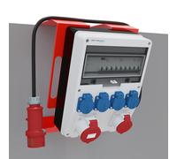 Distribuidor de corriente de construcción con soporte pTD-S/FI SET 32A 16A 4x...