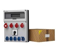 Distribuidor de corriente GR 1 x 32 A, 3 x 16 A, 5 x 230 V, sistema francés Mennekes, latas, interruptor de levas, distribuidor de corriente de obra 0-1, distribuidor de pared, doctorvolt 0434