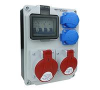 Distribuidor de corriente HL-S 32 A, 16 A, 2 x 230 V, distribuidor de corriente para obras de construcción, distribuidor de pared, doctorvolt 5361