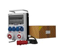 Distribuidor de corriente móvil TD-S/FI 32 A/IP67 16 A/IP67 4 x 230 V/IP44, sistema francés Mennekes, caja de distribución de corriente para obras con cable Doktorvolt 0113