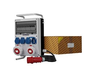 Distribuidor de corriente móvil TD-S/FI 32 A/IP67 16 A/IP67 4 x 230 V/IP44, sistema francés Mennekes, caja de distribución de corriente para obras con cable Doktorvolt 0113
