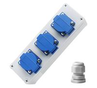 Distribuidor de corriente para construcción, 16 A con 3 enchufes Schuko de 230 V, distribuidor de corriente exterior, resistente al agua, caja de distribución para interiores y exteriores, talleres y