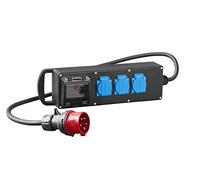 Distribuidor de corriente para construcción, 3 enchufes de 230 V/16 A + 2 m 5 x 2,5 mm² + FI+ 400 V/16 A
