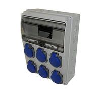 Distribuidor de corriente para construcción, 6 x 230 V/16 A, espacio precableado para 11 TE/PLE