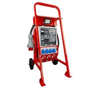 Distribuidor de corriente para construcción con soporte, juego de 32 A, 2 x 16 A, 4 x 230 V, sistema franz/belg